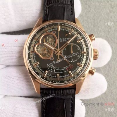 Swiss Replica Zenith El Primero Tourbillon Rose Gold Watch 42mm